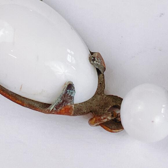 VTG 1950s Milk Glass Double Strand Choker Necklace Japan MCM Jewelry READ - Picture 15 of 16